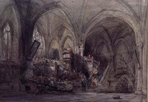 Interieur van een Kerk, Spanje door George Cattermole