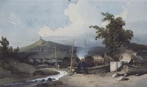 Bootwoningen, Macao, China door George Chinnery