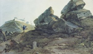 Rotsen en een Heuvelklooster, China