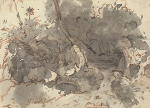 Rieten Gebouw in een Bos door George Chinnery