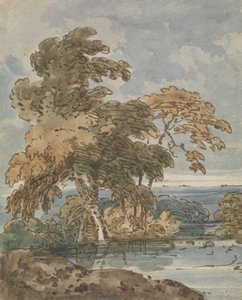 Bomen bij een Rivier door George Chinnery
