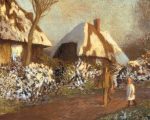Huisjes op een ijzige avond door George Clausen