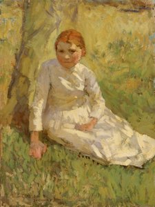 Meisje in een veld, 1897 door George Clausen