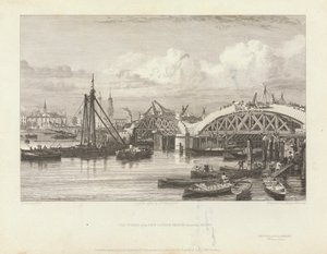 De werken van de nieuwe London Bridge door George Cooke