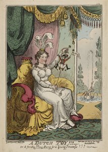 Een Nederlands speeltje!!! of, Een mooi speeltje voor een jonge prinses!!! Hoera, maart 1814, gepubliceerd 20 juni door George Cruikshank