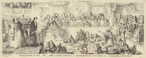Een satirische cartoon van de Queens Bench door George Cruikshank