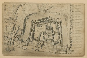 Een uitzicht op de Tower of London in 1553