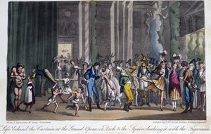 Achter de schermen van de Opera - in Life in Paris door George Cruikshank