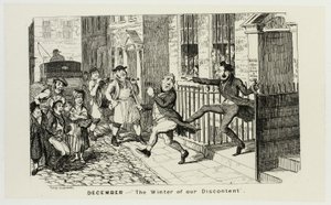 December - "De winter van ons ongenoegen" uit de staaletsen van George Cruikshank bij de stripalmanakken: 1835-1853 door George Cruikshank