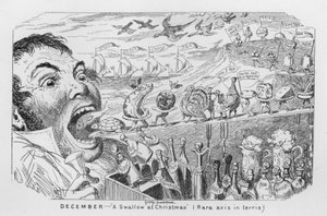 December, Een zwaluw met Kerstmis (gravure)