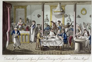 Diner bij Very, in het Palais Royal - in “Life in Paris” door David Carey, Londen door George Cruikshank