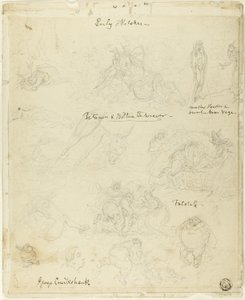 Vroege schetsen voor Falstaff, Midzomernachtsdroom door George Cruikshank