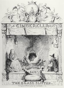 Frontispice van Assepoester en de Glazen Muil door Charles Perrault door George Cruikshank