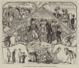 HMS Pinafore, gespeeld door kinderen in de Opera Comique door George Cruikshank