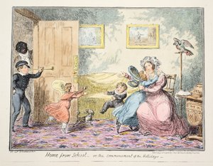 Thuis van school of het begin van de vakantie, uitgegeven 1835 door George Cruikshank