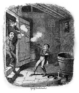 Illustratie voor "Oliver Twist" (Olivier) door Charles Dickens (1812-1870), door George Cruikshank (1792-1878)