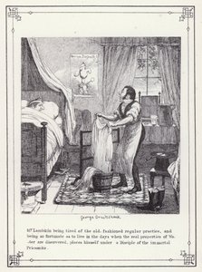 Illustratie voor Het Eigen Boek van de Vrijgezel, of De Voortgang van de Heer Lambkin (Gent) (gravure) door George Cruikshank
