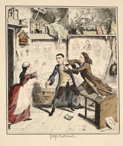Jack Sheppard toont een wraakzuchtig karakter, illustratie uit Jack Sheppard: A Romance door William Harrison Ainsworth, gepubliceerd 1839 door George Cruikshank
