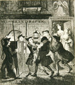 Jack Sheppard die Shotbolt de cipier bedriegt, illustratie uit 