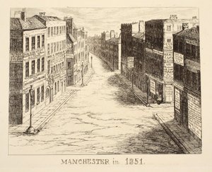 Manchester in 1851, uit 1851 of The Adventures of Mr & Mrs Sandboys and family who came up to London to enjoy themselves and to see the Great Exhibition, gepubliceerd 1851 door George Cruikshank