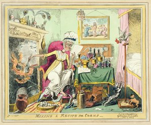 Een recept voor likdoorns mengen, gepubliceerd door G. Humphrey, Londen, 4 december 1822 door George Cruikshank