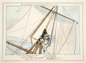 De Heer B. Op de Mast - of, genietend van de frisse lucht voor de 304e keer, uit De Voortgang van een Adelborst, 1835 door George Cruikshank