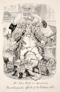 Meneer John Bull in een Dilemma of de Verwachte Effecten van de Spoorwegoproepen door George Cruikshank