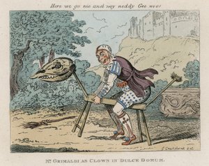 Mr Joseph Grimaldi als Clown in Dulce Domum door George Cruikshank