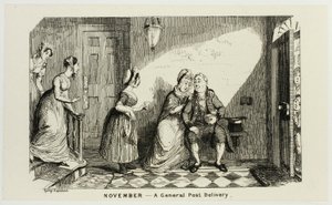 November - Een algemene postbezorging in oppositie van George Cruikshank