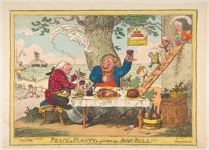 Vrede en overvloed of goed nieuws voor John Bull!!!, 25 mei 1814 door George Cruikshank