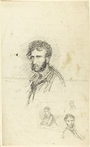 Zelfportret met drie schetsen