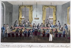 Tafel van spellen in het Palais Royal - in “Life in Paris” door David Carey, Londen door George Cruikshank
