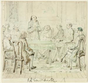 De vergadering van de begaafden: Mr. Bullock spreekt zijn vrienden toe door George Cruikshank