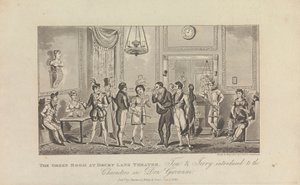 De Groene Kamer in Drury Lane Theatre door George Cruikshank