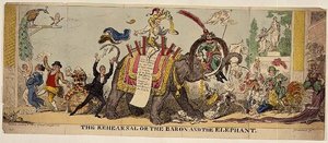 De Repetitie of de Baron en de Olifant, satirische prent over Kemble