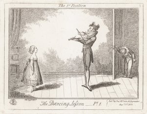 De dansles: de eerste positie door George Cruikshank