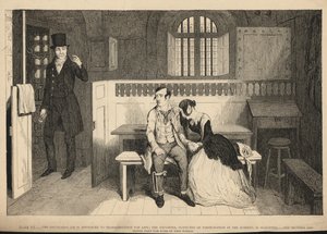 De zoon van de dronkaard wordt veroordeeld tot levenslange transportatie door George Cruikshank
