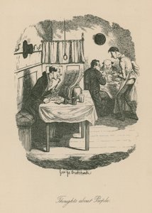 Gedachten over mensen, mogelijk gebaseerd op een scène uit Sketches by Boz (Charles Dickens) door George Cruikshank