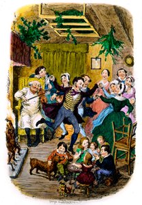 Victoriaanse kerstkaart door George Cruikshank
