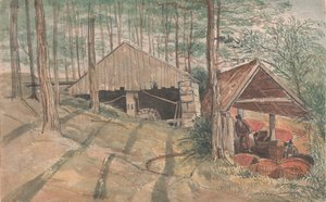 De tinnen wasmolen van de heer W. Praed in Cornwall, Trevethow door George Cumberland