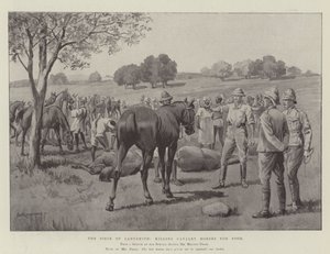Het Beleg van Ladysmith, het doden van cavaleriepaarden voor voedsel door George Derville Rowlandson