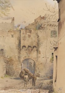 Poort aan de top van de oude stad, San Remo, 1877