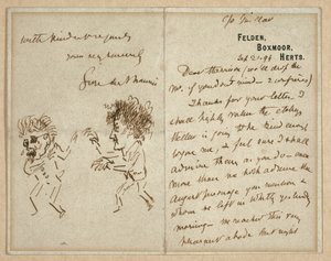 Brief met tekening van Whistler die Du Maurier bedreigt