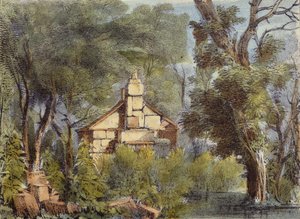 Stenen Huis, Richmond Gardens, plaat 23 uit Kew Gardens: Een Serie van Vierentwintig Tekeningen op Steen, gegraveerd door Charles Hullmandel (1789-1850) gepubliceerd 1820 door George Ernest after Papendiek