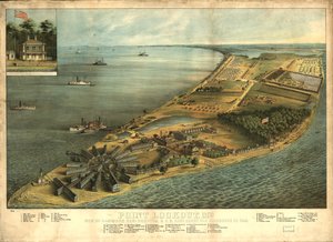 Point Lookout, Md. Uitzicht op Hammond Genl. Ziekenhuis & U.S. genl. depot voor krijgsgevangenen door George Everett