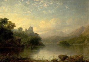 Meerscène met Vernield Kasteel en Bergen, 19e eeuw door George F. Buchanan