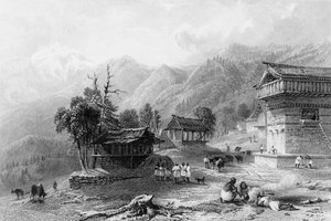 Dorp Khandoo, op de Choor-berg, 1838 door George Francis White