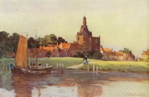 Een uitzicht in de stad Enkhuizen