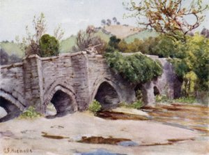 Oude brug bij Lostwithiel door George Franck Nicholls