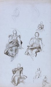 Studies van een zittende figuur met een boek door George Frederick Watts